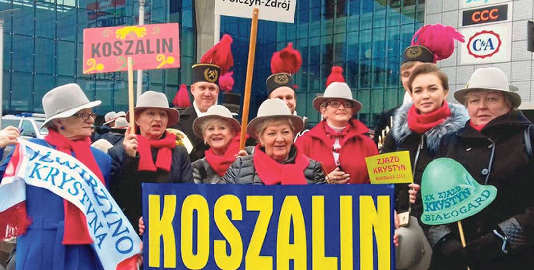 Krystyny z regionu koszalińskiego w towarzystwie górniczej orkiestry podczas XX Zjazdu Krystyn w Katowicach