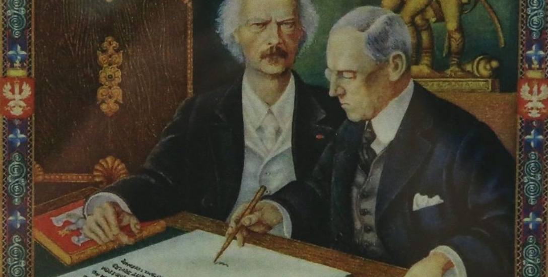 Ignacy Jan Paderewski i prezydent Wilson, rysunek Artura Szyka