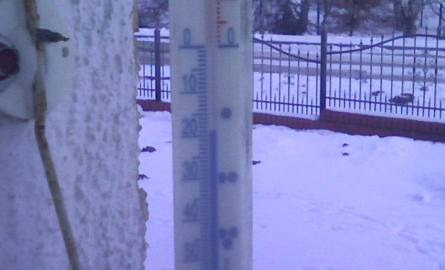 Zdjęcie internauty z Dretynia, na termometrze minus 19 stopni.