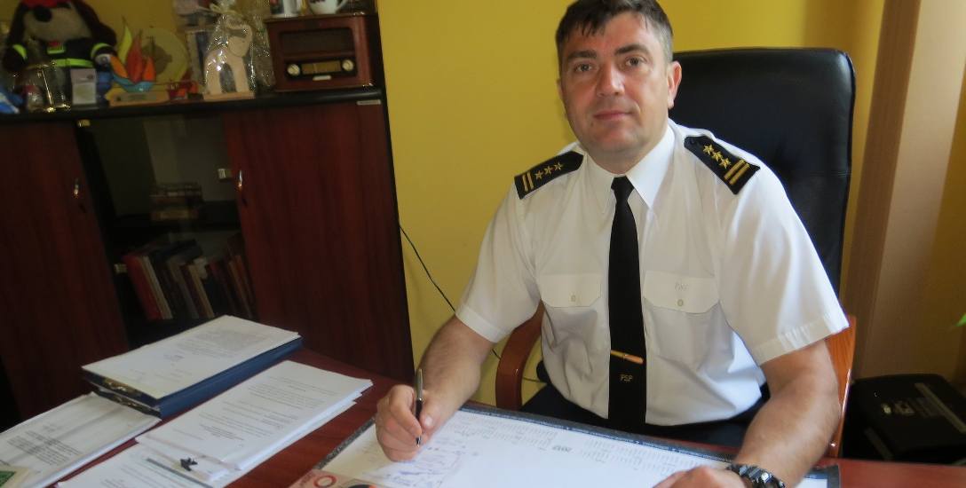 Starszy brygadier Rafał Wesołek, nowy komendant powiatowy Państwowej Straży Pożarnej w Aleksandrowie Kujawskim.