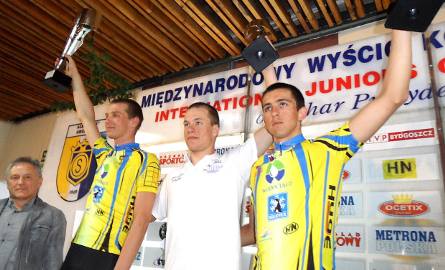 Najlepsza trójka w całym wyścigu: Od lewej: Mateusz Mikulicz (Stal), Rob Leemans (Belgia) i Michał Michciński (Stal Grudziądz).