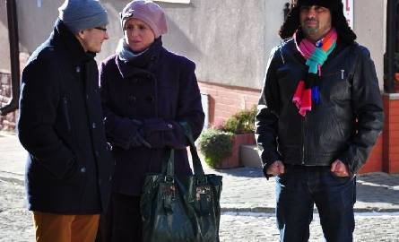 Kinga Preis, Łukasz Lewandowski i nowa twarz serialu Andrea Passenti w czasie niedzielnych zdjęć  w Sandomierzu.