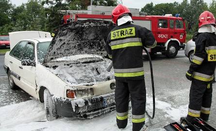 Pożar volkswagena w Grudziądzu