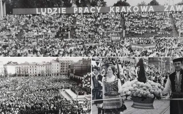 Pochody pierwszomajowe w Krakowie z lat 70. i 80. Uczestniczyły w nich dziesiątki tysięcy ludzi [ZDJĘCIA]
