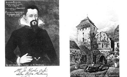 Tak wyglądała wieża, w której obserwacje prowadził Johannes Kepler. Rycinę wykonał w 1847 r. książęcy architekt Leonard Dorst von Schatzberg.