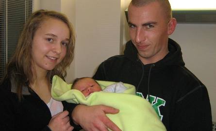 Dominik Golon z tatą i ciocią