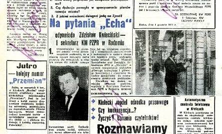 Pierwsza strona pierwszego numeru „Echa Dnia” z 1 grudnia 1971 roku.