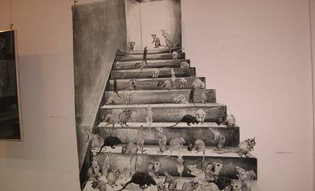 Ciekawy obraz "Wyścig szczurów" Aleksandry Zawiślak.