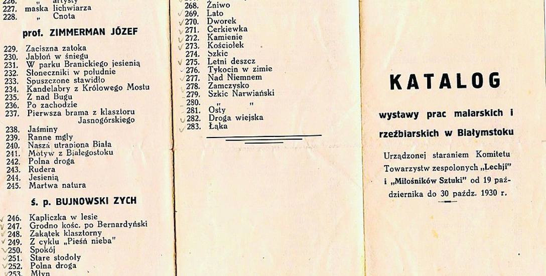 Fragment katalogu białostockiej wystawy z 1930 roku.
