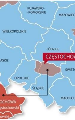 Tak wyglądałoby województwo częstochowskie reaktywowane w starym kształcie razem z powiatem oleskim.