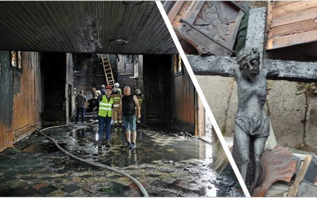 Smutny obraz po pożarze 300-letniego kościoła w Nowym Sączu. Praktycznie nic nie udało się uratować z wnętrza cennego zabytku. Zdjęcia