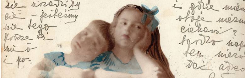 Kartka pocztowa ze zdjęciem Lucyny i Marii Pruszyńskich, około 1905 roku