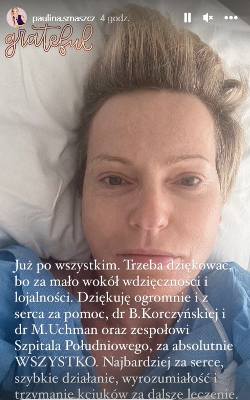 Paulina Smaszcz z podziękowaniami dla zespołu medycznego