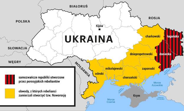 Mapa Ukrainy w świetle najnowszego orędzia prezydenta Rosji.