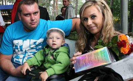 Kamila z mężem Marcinem i synkiem Bartoszem. Oni także mocno ją dopingowali podczas wyborów Miss Sielpi.