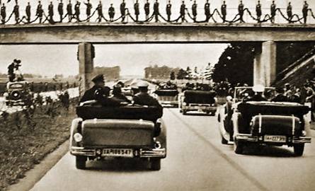 Tak wyglądał uroczysty przejazd Hitlera autostradą pod Wrocławiem.