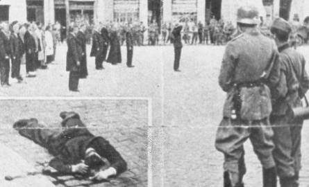 Stary Rynek, 9 września 1939 r. Tego dnia wśród rozstrzelanych zakładników był Jan Kozłowski. Gdy padły  pierwsze strzały, rzucił się do ucieczki. Kule