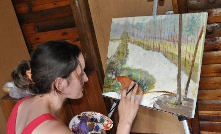 Zakole rzeki w Janowie namalowała Anna Wojnowska-Orzeł.