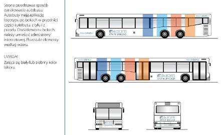 Proponowany wzór malowania autobusów, zgodny z założeniami przygotowanej strategii marki Radomia.