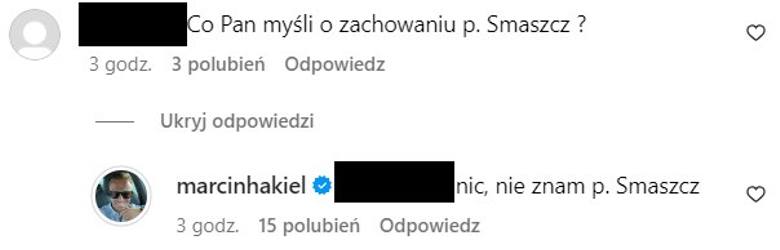 Marcin Hakiel o zachowaniu Pauliny Smaszcz