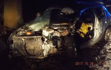 Wypadek w gminie Pierzchnica. Peugeot uderzył w drzewo 