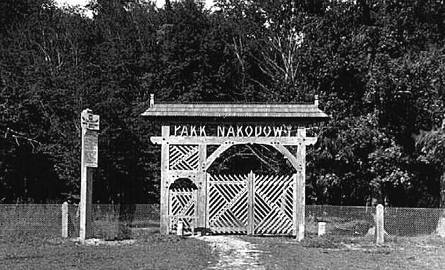 Tak wyglądała brama wejściowa do wtedy Ścisłego Rezerwatu Przyrody BPN w latach 30 XX wieku
