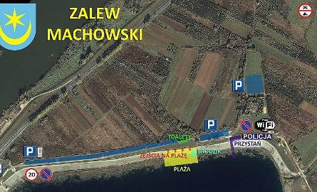 Najnowsza mapa plaży przy Zalewie Machowskim
