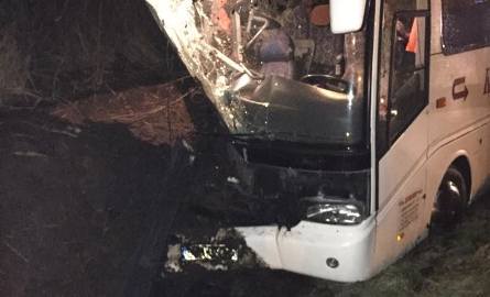 Wypadek autokaru w Jedlińsku. Kierowca zasłabł (zdjęcia)