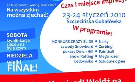 Wielka zimowa impreza w Szczecinie: zjazd na byle czym