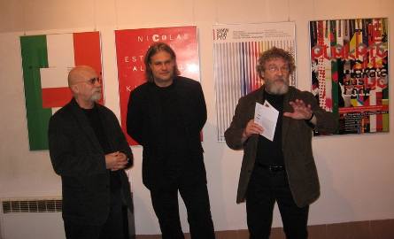 O sztuce plakatu mówił Wiesław Jelonek(z prawej) kurator Rogatki