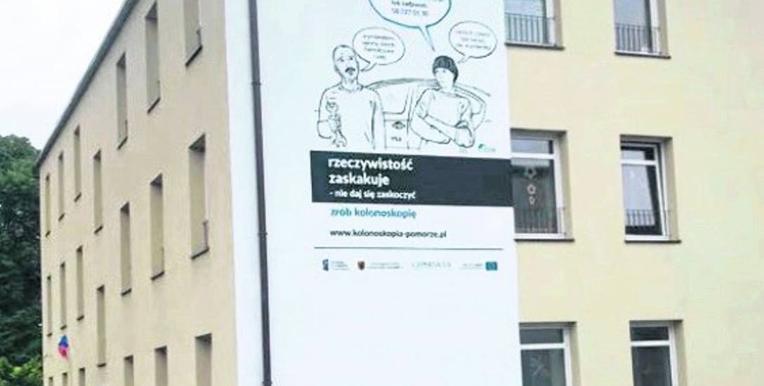 Nietypowy rysunek powstał na ścianie żłobka „Jaś i Małgosia” w Bytowie.  Mural powstał w ramach kampanii społecznej zachęcającej do wykonywania badań