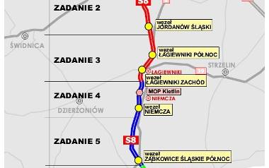 Docelowo droga ekspresowa S8 zostanie zrealizowana na 87-kilometrowym odcinku drogi od Wrocławia do Kłodzka.