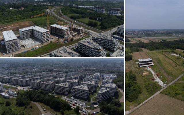 Kraków. Zabudowa Górki Narodowej. Wielkie osiedla i samotne bloki. Łąki między Witkowicami, a al. 29 Listopada znikają