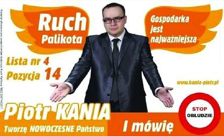 Taką propozycję plakatu przedstawił Piotr Kania, kandydat do Sejmu z listy Ruchu Palikota.