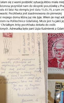 Mieszkanka Gdańska otrzymała z Pragi kartkę pocztową, która podróżowała 43 lata