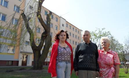 - Wierzba z obciętymi konarami wcale nie zdobi terenu - uważają państwo Openkowscy i ich sąsiadka Krystyna Grabowska (z lewej)