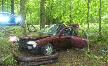 Renault wbił się z impetem w drzewo.
