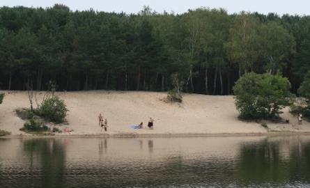 Dzika plaża na terenie należącym do Lasów Państwowych.
