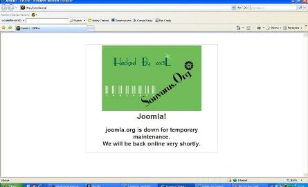 Komunikat, który pozostawili po sobie hakerzy na stronie programu do projektowania stron internetowych joomla.org