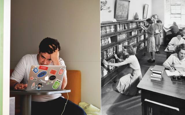 Sesja na studiach kiedyś i dziś. Jak zmieniały się egzaminy? Kiedyś długie godziny w bibliotekach, dziś – poszukiwania w Internecie. 