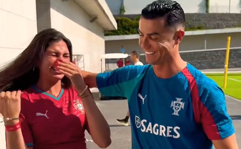 Co za reakcja na widok Ronaldo. Portugalczyk spełnił marzenie influencerki