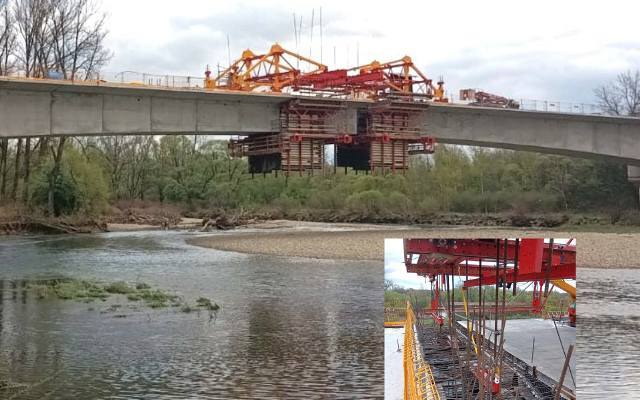 Na nowym moście nad Sołą w Oświęcimiu trwa końcowe odliczanie. Do zakończenia konstrukcji przeprawy między brzegami zostały 2 metry! Zdjęcia
