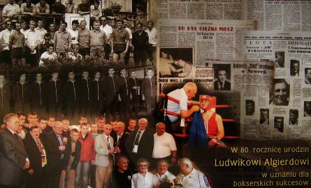 Pamiątkowa witryna, jaką Ludwik Algierd otrzymał na swoje 80. urodziny.