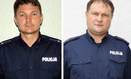 (Od lewej) Młodszy aspirant Lech Siudak, Młodszy aspirant Piotr Stępień.