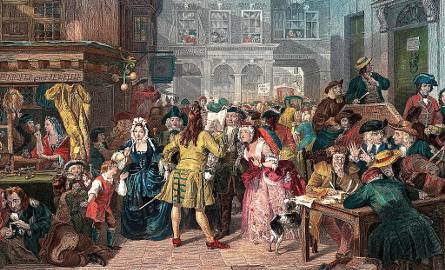 "Upadek Kampanii Mórz Południowych"- obraz Edwarda Matthew Warda ilustrujący brytyjską spekulacją akcjami Kompanii w 1720r. - była