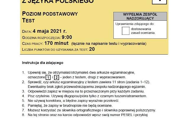 Matura 2021: język polski, poziom podstawowy. ARKUSZ CKE, ODPOWIEDZI, TEMATY ROZPRAWEK. Co na maturze z polskiego 4.05.2021? 