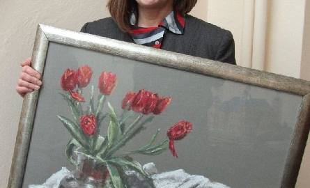 Stanisława Zacharko, krytyk sztuki z Kielc podarowała na Orkiestrową aukcję piękny pastel z tulipanami.