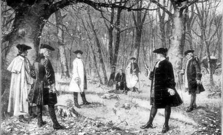Jeden z najsłynniejszych pojedynków odbył się 11 lipca 1804 roku pomiędzy prominentnymi amerykańskimi politykami. Wiceprezydent Aaron Burr śmiertelnie