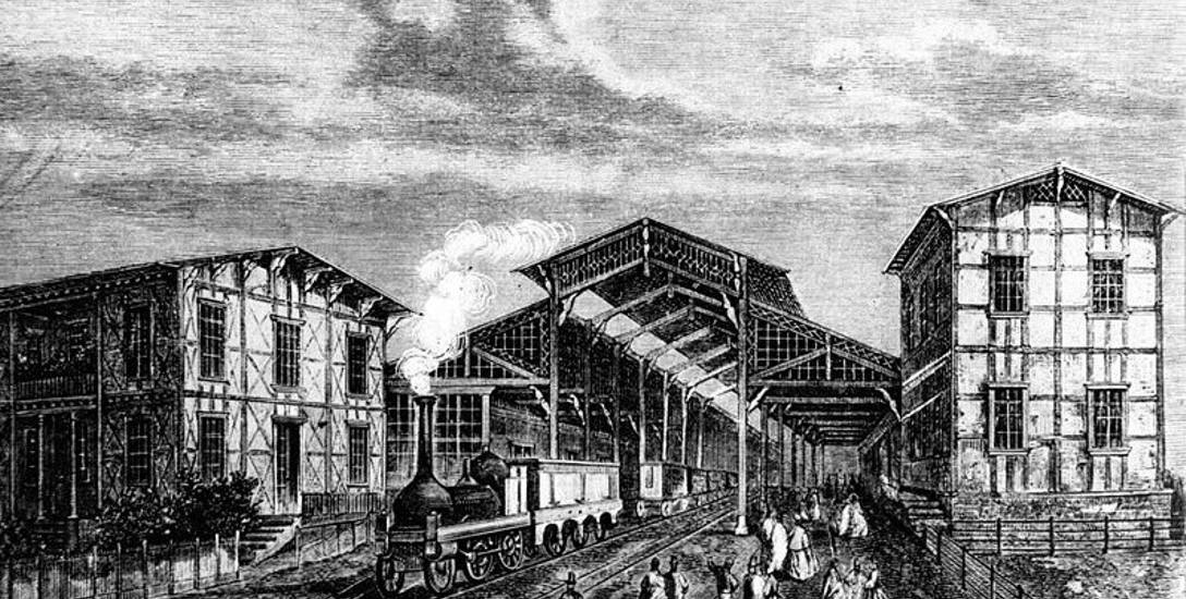 Dworzec kolejowy na Jeżycach - jego otwarcie spowodowało wielkie zainteresowanie podróżami pociągiem do Szczecina, gdzie panowała cholera - w efekcie