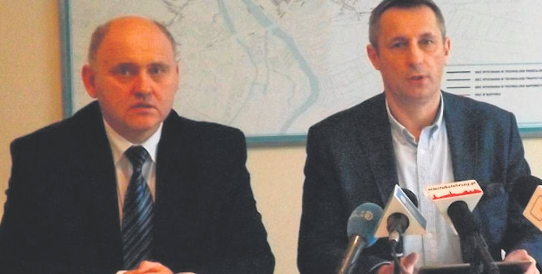 Od lewej: dyrektor d.s. technicznych MEC Andrzej Olichwiruk i prezes spółki Mariusz Dziura podczas spotkania z dzienikarzami